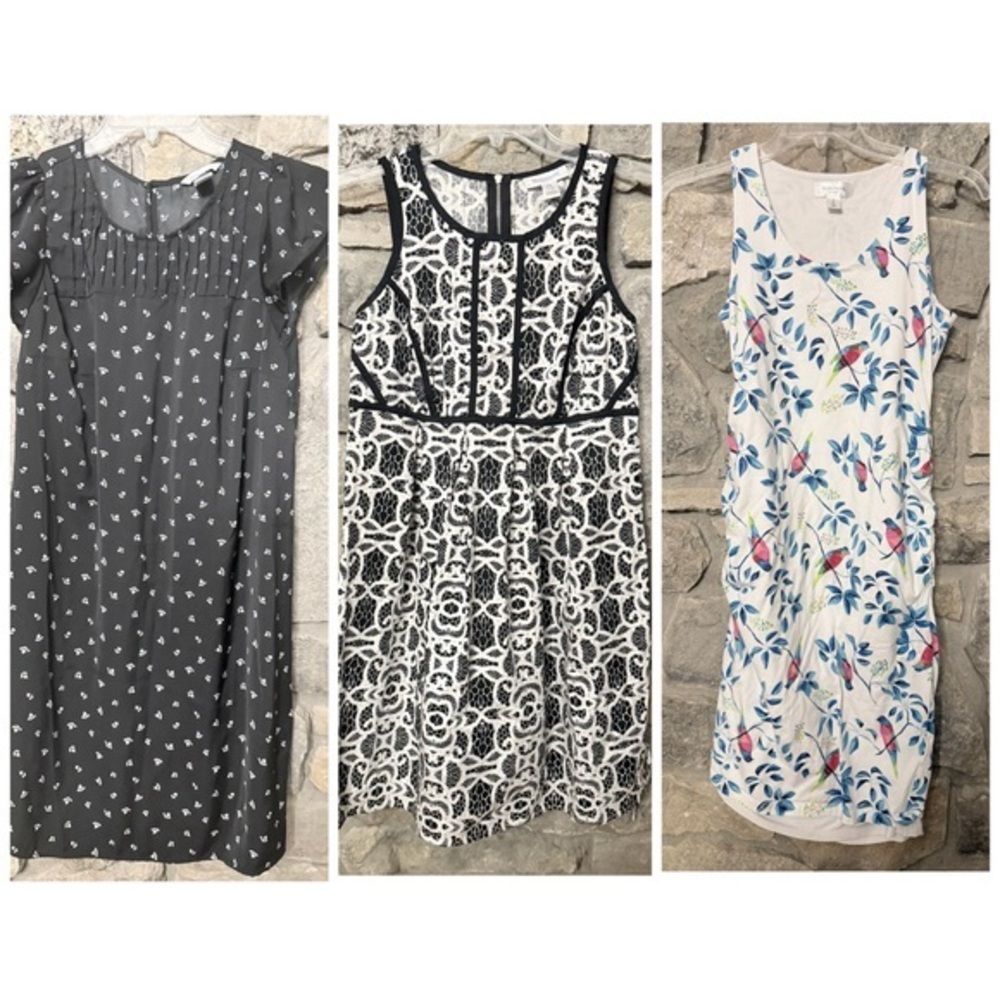 Maternity Lot of 3 Motherhood / H&M Dresses Sz S casual work comfortable EUC CS
